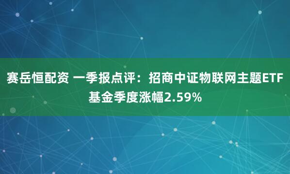 赛岳恒配资 一季报点评：招商中证物联网主题ETF基金季度涨幅2.59%