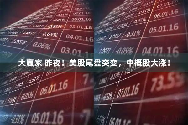 大赢家 昨夜！美股尾盘突变，中概股大涨！