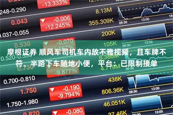 摩根证券 顺风车司机车内放不雅视频，且车牌不符、半路下车随地小便，平台：已限制接单